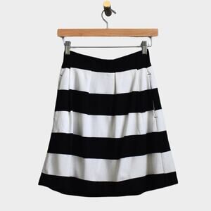 FRENCH CONNECTION Black & White Striped Pleated Mini Skirt Size 4